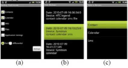 Figure 7 show some snapshots of the Android’s client GUI We ran our application on real devices