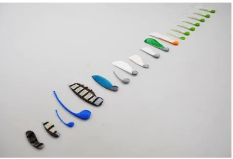 Figure 3.  A number of prototypes were developed to test materials, wing shapes, flight dynamics and so on