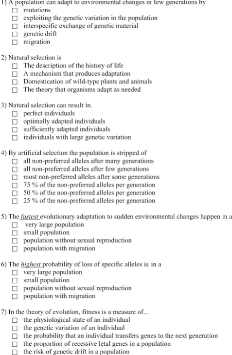 Table 4 Test for evaluation of the lego practical