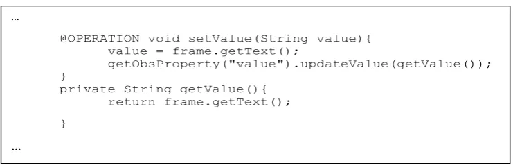 Fig.5. 16:  A Slice of the Java Code that gets Percept through human interaction in CArtAgO