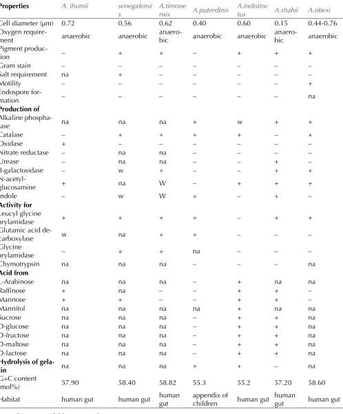 Table 2. Differential characteristics of Alistipes strains† A. 