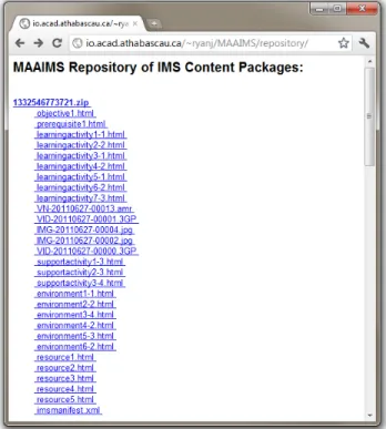 Figure 5. A MAAIMS repository entry of a content package containing a learning design
