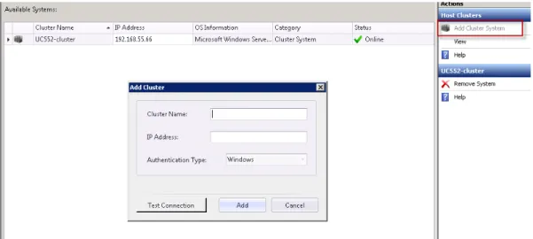 Figure 12 shows the ESI user interface when adding a cluster node. 