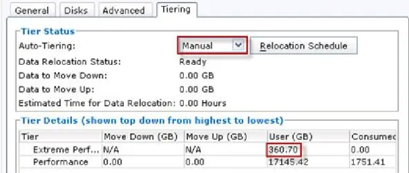 Figure 12.  Manual tiering selected 