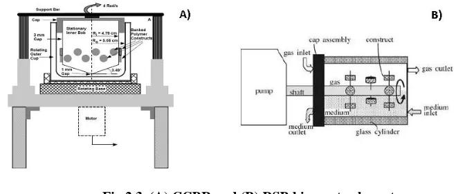 Fig 2.3. (A) CCBR and (B) RSB bioreactor layout 