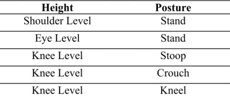 Table 5.  Standing range of motion performance criteria. 