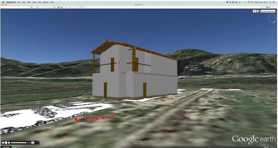 Figure 13: The exported 3D model to KML format is visualized with overlaid trenches on Google Earth