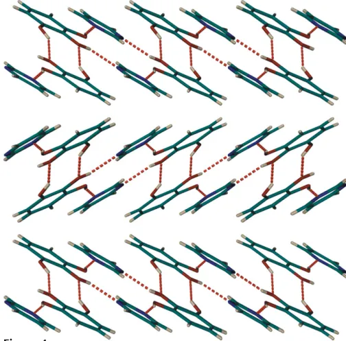 Figure 4Packing diagram of (I), viewed along [001]. Dashed lines indicate