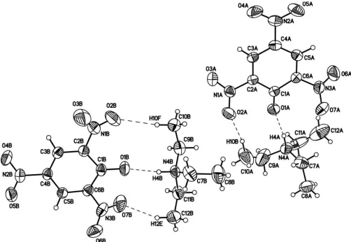 Figure 1A 30% displacement ellipsoid plot of the title salt, showing the atom-