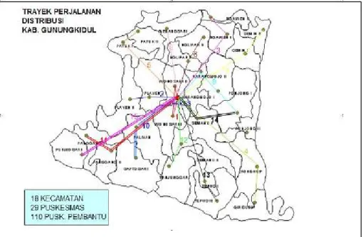 Figure 2. Mapping of PUSH+ distribution trips in a district of Yogyakarta. 