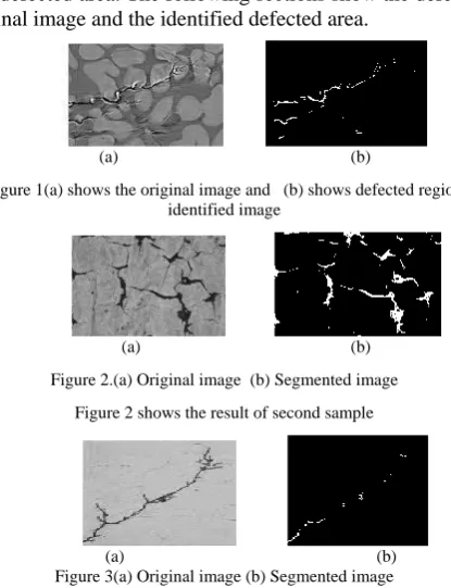 Figure 1(a) shows the original image and   (b) shows defected region identified image 