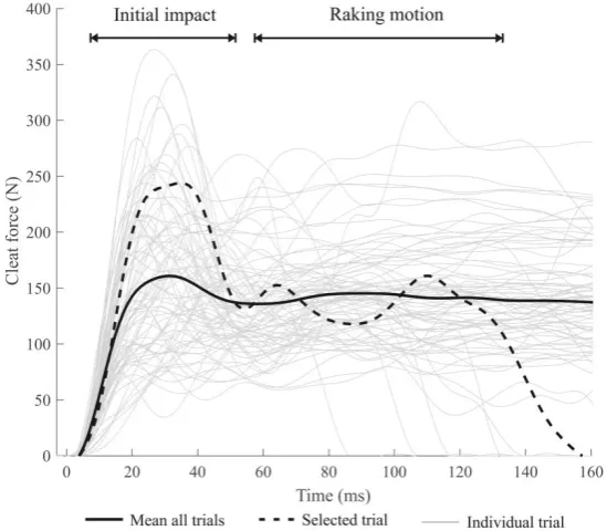 Figure 5: Selection of a representative trial. Average raking phase of selected trial 