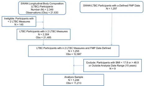 Figure 3. Derivation of the analysis sample for analysis of body composition and weight in relation to the FMP