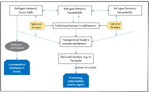Figure 7: Typical supply chain for maize and beans in the refugee settlements 