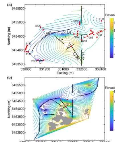 Figure 8. A section of the river seismic lines and side-scan sonardata (©SGU). (a) Side-scan sonar data corresponding to the proﬁleA–A′ shown on top of the section in (b)