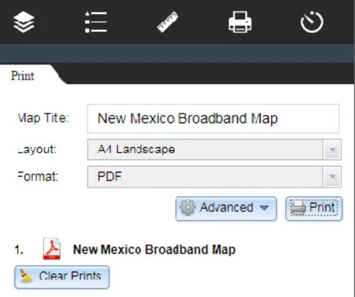 Figure 4 Print Tool, showing a pre-generated map in the queue
