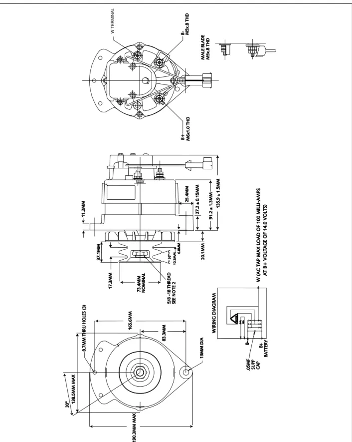 Figure A-1: dimensions Alpha alternator model 12/90 (enclosure A) 