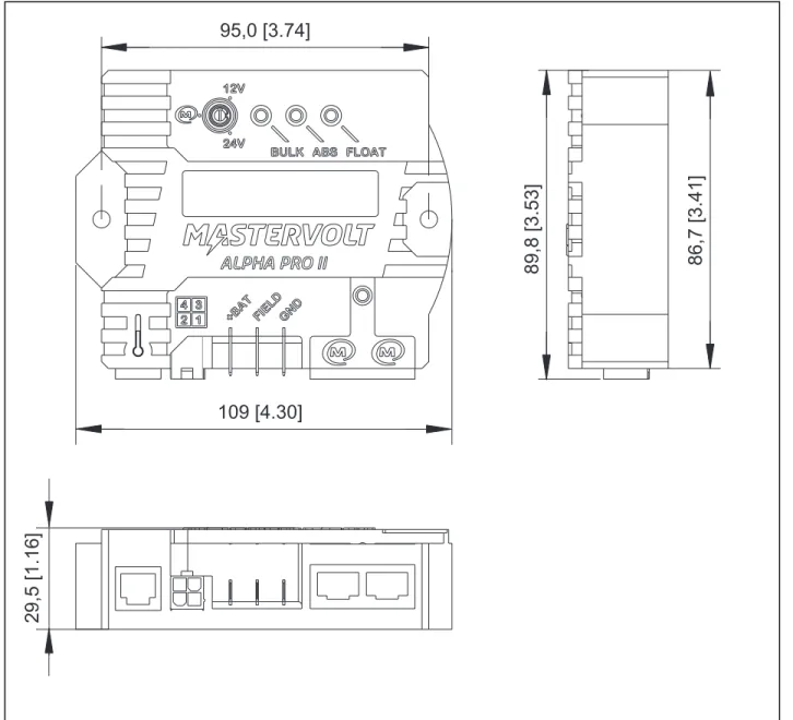 Figure A-5: dimensions of the Alpha Pro II regulator (all models) 