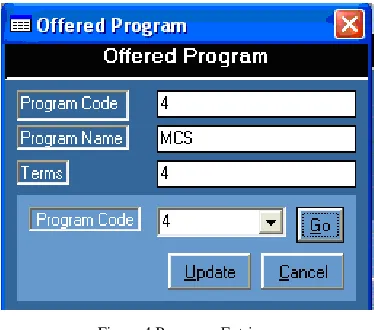 Figure.4 Programs Entries 
