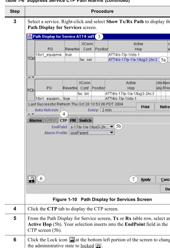 Figure 1-10   Path Display for Services Screen 4 Click the CTP tab to display the CTP screen.