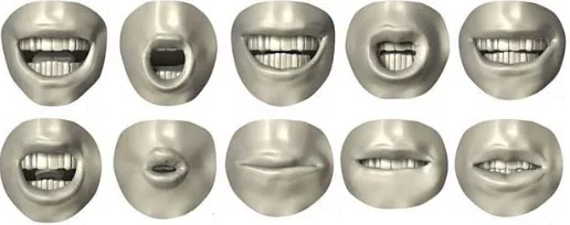 Figure 2.1: Example Preston Blair visemes used in animation [5]