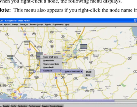 Figure 1-23   Map View Shortcut Menu #1 Menu selections are: