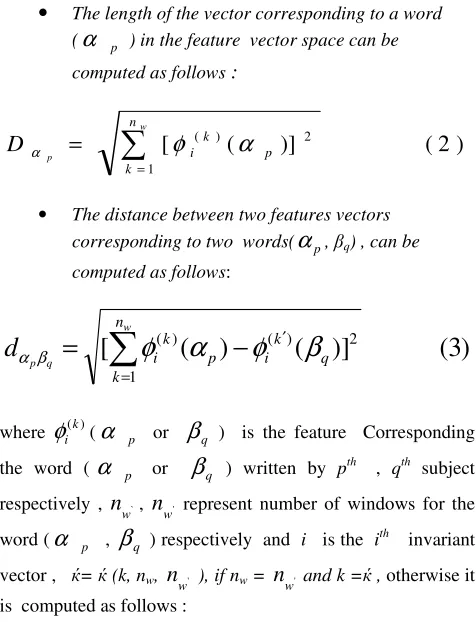 Figure 7.  Distances between two features vectors (