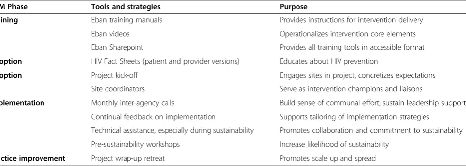 Table 1 Implementation strategies and tools by Program Change Model (PCM) phase