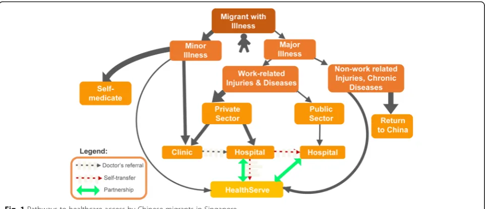 Fig. 1 Pathways to healthcare access by Chinese migrants in Singapore