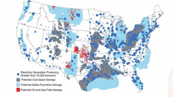 Figure 3-2. Current Power Plants and Potential CO 2  Storage Sites