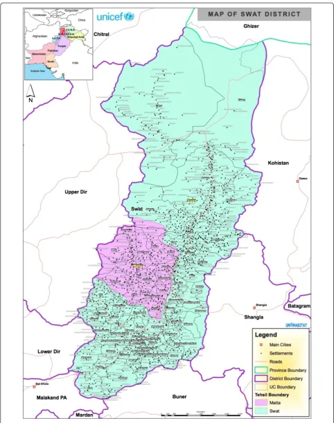 Figure 1 Map of Swat District (Source: UN Habitat, Forestry Department, Mingora, Swat).