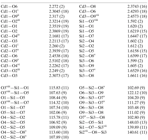 Table 1Selected geometric parameters (A˚ , �).