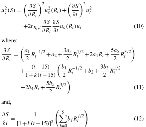 Table 1 gives the values of uc(S) obtained with the GUMcomputation (0.00081) and with a Monte Carlo simulation(0.00085) for the salinity S = 35