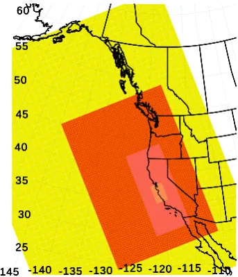 Fig. 1. Comparison of the synoptic-scale sea-level pressure forecasts for three numerical model experiments, using slightly rotated topogra-phy