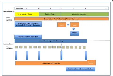 Figure 1 5AsT study overview. The upper portion pertains to the provider-level study and shows intervention and evaluation timeline