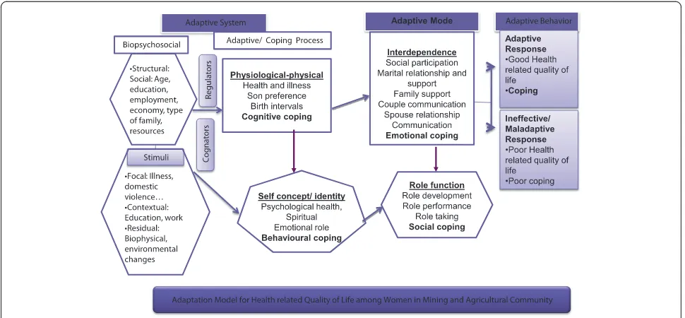 Figure 1 Adaptation model for health related quality of life among women in mining and agricultural community.