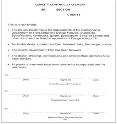 Figure 3.3 PennDOT QC statement