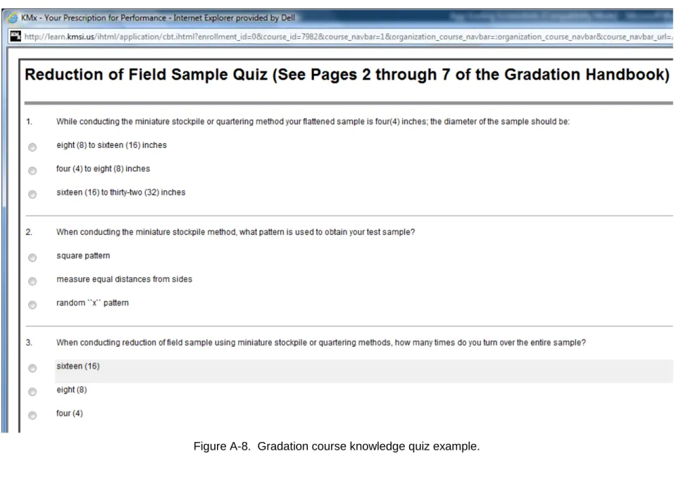 Figure A-8.  Gradation course knowledge quiz example. 