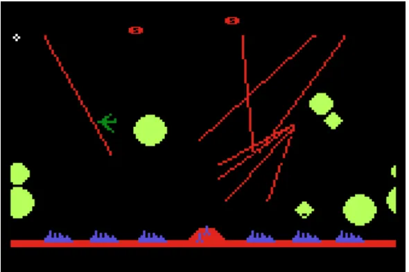 Figure 6 - Screenshot from Missile Command, Sunnyvale, CA: David Theurer, programmer, Atari, 1980