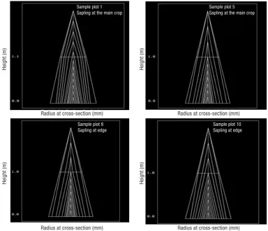Figure 4. The examples of the age–height graph of sapling–stems (stem analyses) (Coban, 2007).
