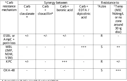 Table 1.4 Interpretation of inhibitor-based phenotypic synergy tests 
