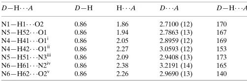 Table 2Hydrogen-bonding geometry (A˚ , �).