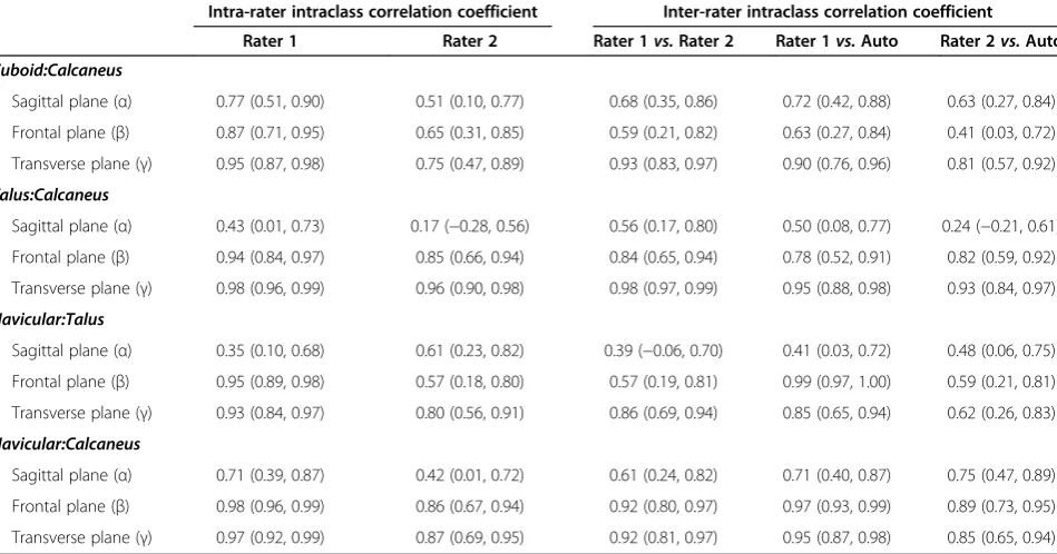 Table 3 Intraclass correlation coefficients for bone-to-bone angles