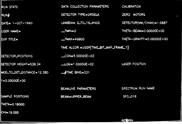 Fig.  2. The  SETUP  submenu  for  selecting  the instrument  running  parameters  for  SPEAR