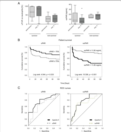 Fig. 3 Prognostic relevance of neutrophilic uPAR expression and circulating suPAR levels