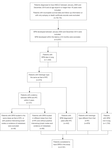 Figure S1 The selection criteria of study cohort and identification of SPM cases. We identified 78,175 eligible NSCLC patients diagnosed between 2004 and 2010