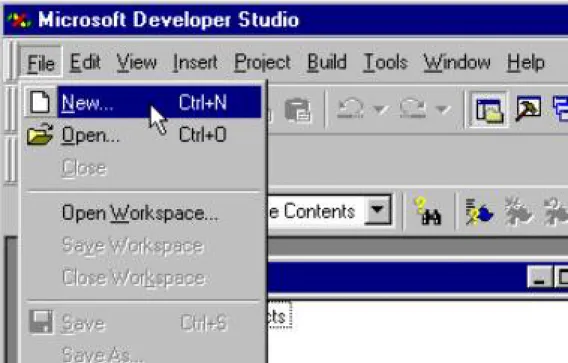 Figure 3 Visual C++ with blank project workspace.