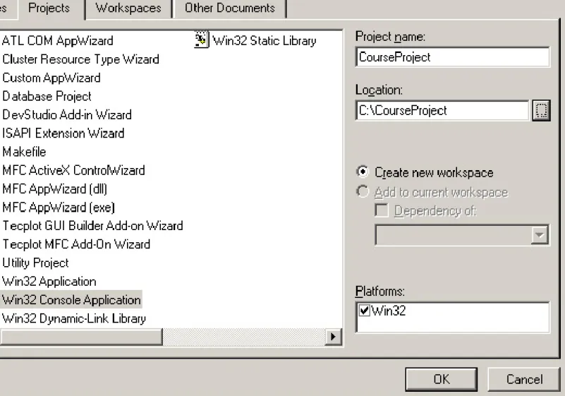 Figure 5 Project tab menu.