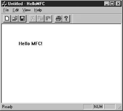Figure 1.6.  The New Projects dialog box for the HelloMFC project.  