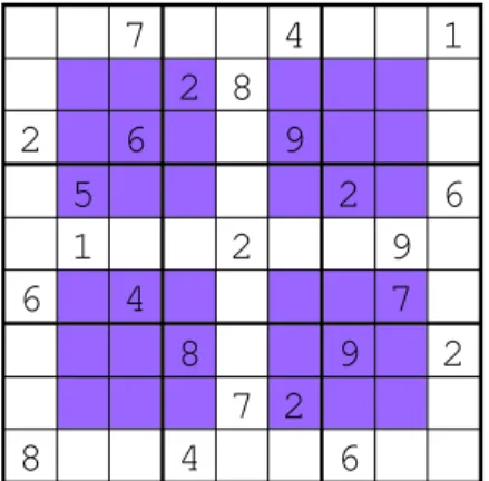 Figure 4: An example Four Square Sudoku puzzle